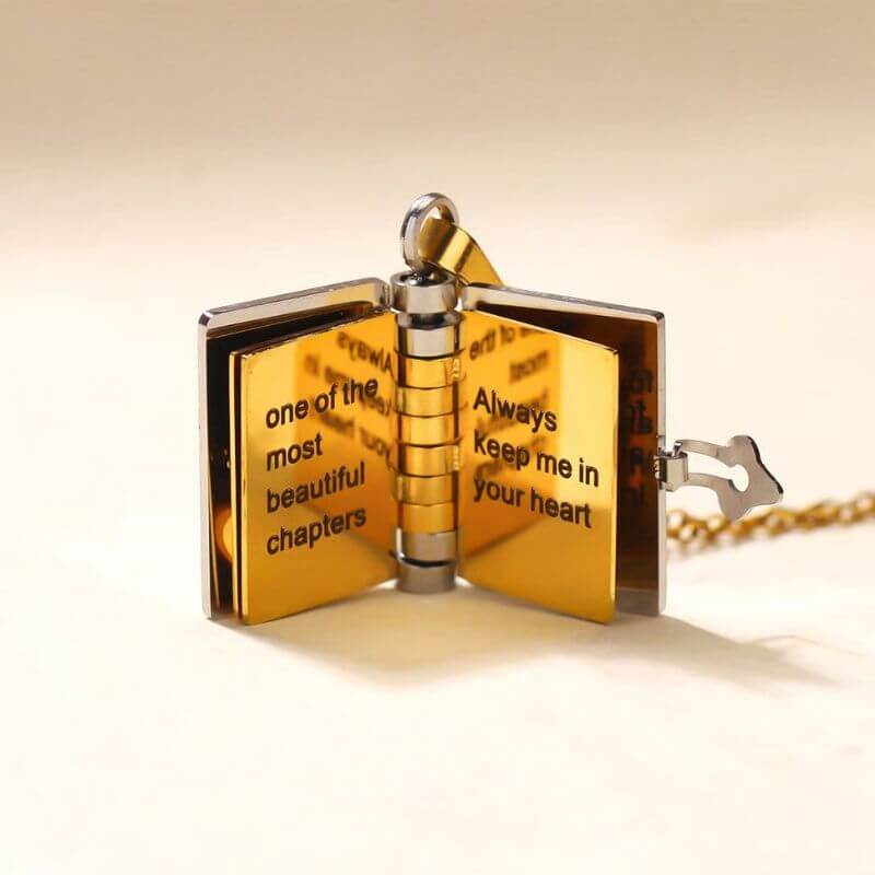 Elegant Book Pendant Necklace – Personalized Gift for Every Special Moment
