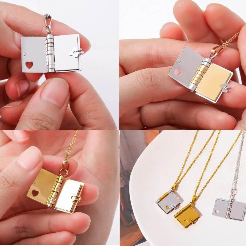 Elegant Book Pendant Necklace – Personalized Gift for Every Special Moment