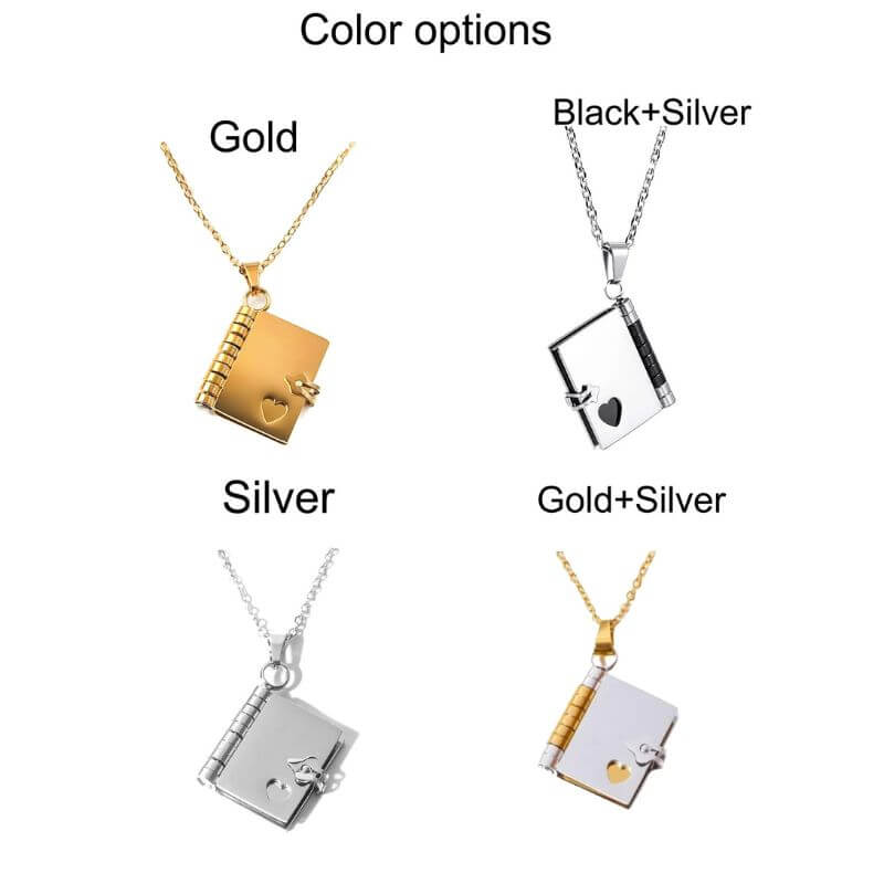 Elegant Book Pendant Necklace – Personalized Gift for Every Special Moment