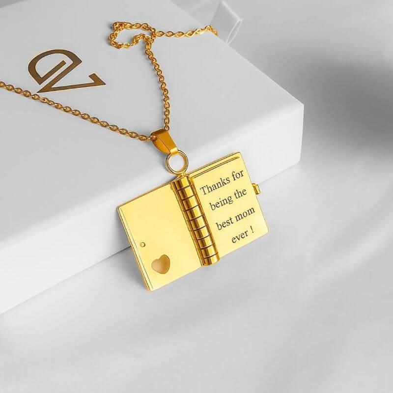 Elegant Book Pendant Necklace – Personalized Gift for Every Special Moment