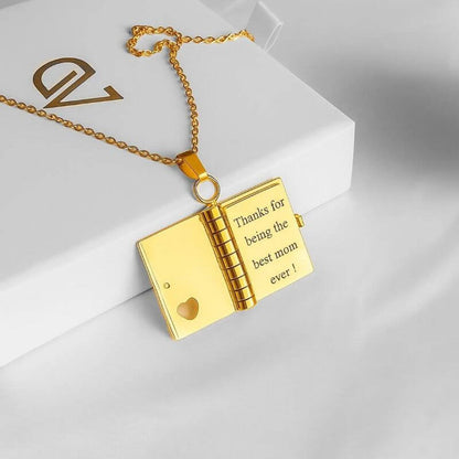 Elegant Book Pendant Necklace – Personalized Gift for Every Special Moment